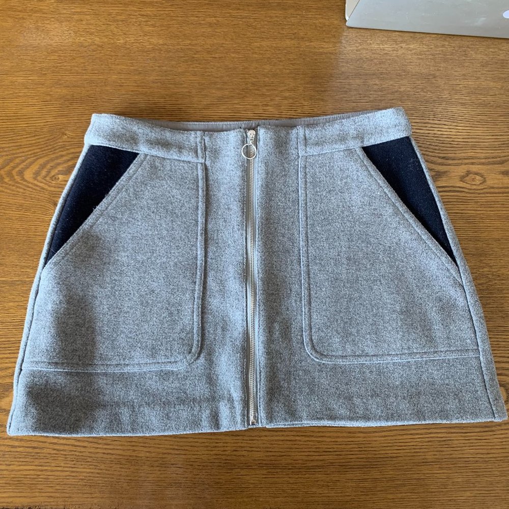 Zara Zip-Front Wool blend Mini Skirt - Size L